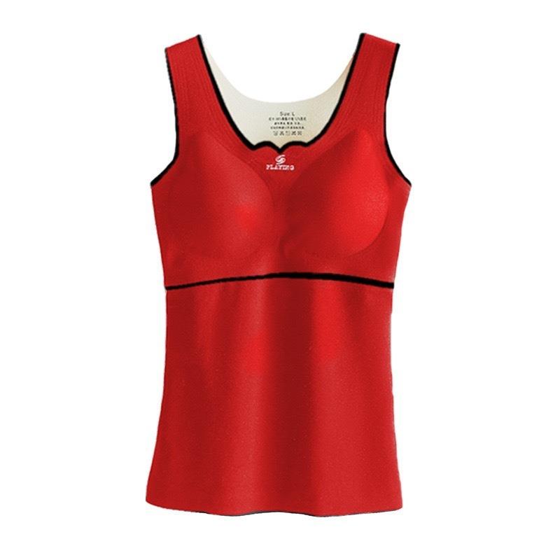 Women Plus Size Thickened Fleece Thermal Warm V Neck Vest With Built In Chest Pad