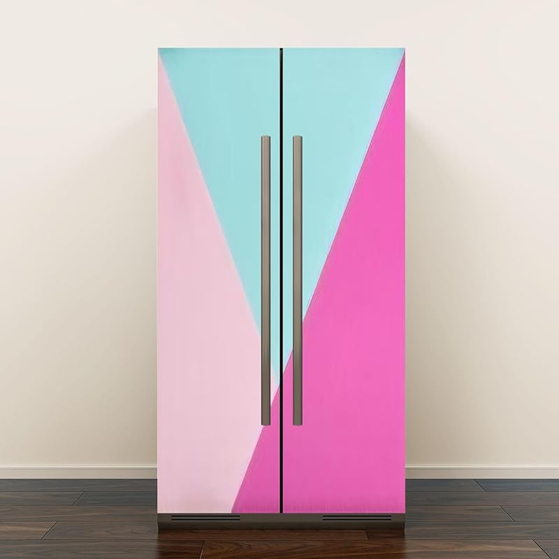 Self Adhesive Vinyl Refrigerator Wrap Set Teal Green Solid Colored Abstract Canvas Texture Vintage Grunge Year Door Mural Removable Fridge Sticker