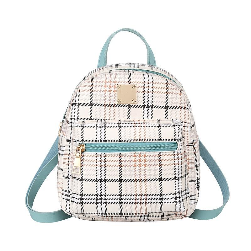 Women's bag new trend fashion plaid printing backpack multi-functional small backpack women's oblique span bag