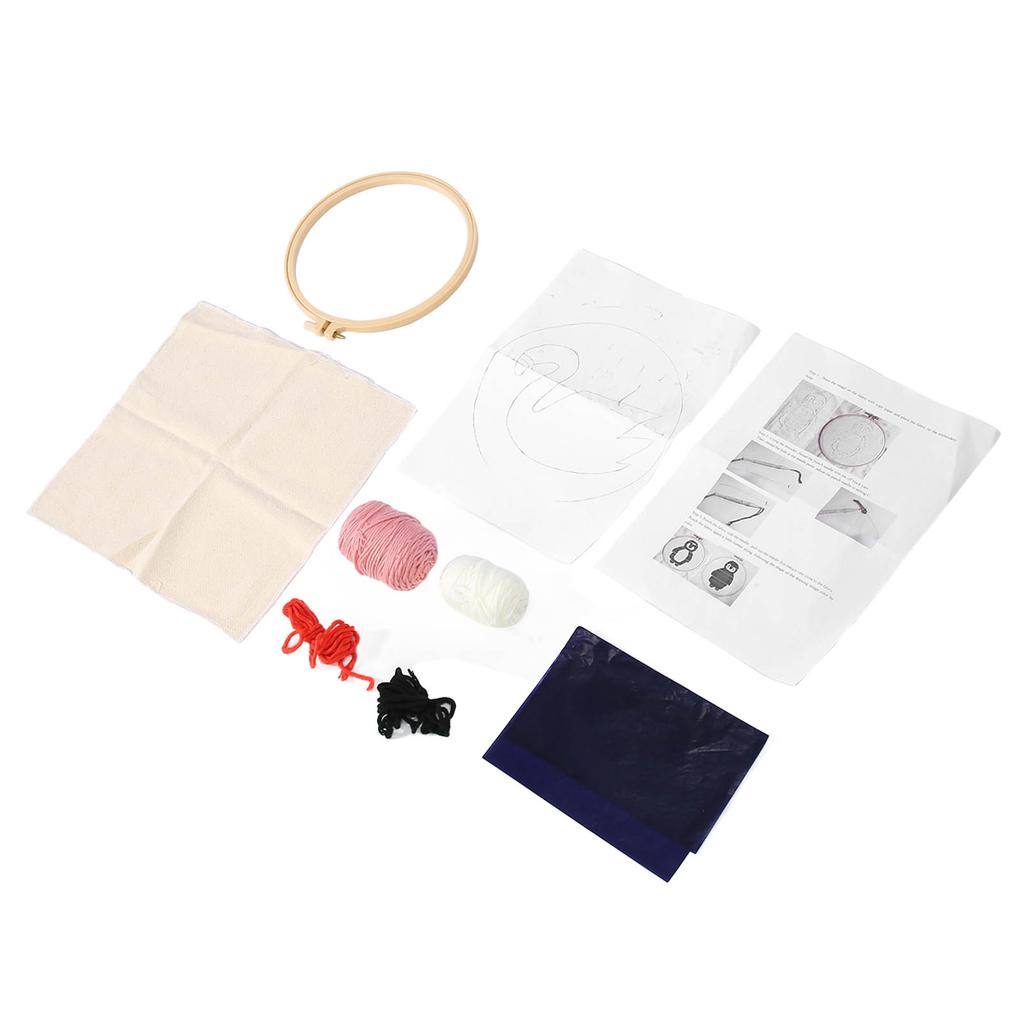 1 Set Cross Stitch Kits DIY Pink Swan Semi Finished Punch Needle Embroidery Kits for Beginners Kids Adults