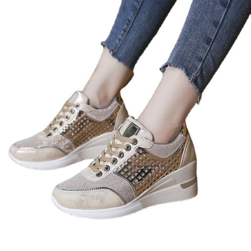 Platform Shoes Autumn Fashion Sneakers Patchwork Lace Up Flat Shoes for Women Non-slip Comfortable Sports Outdoor Running Shoes