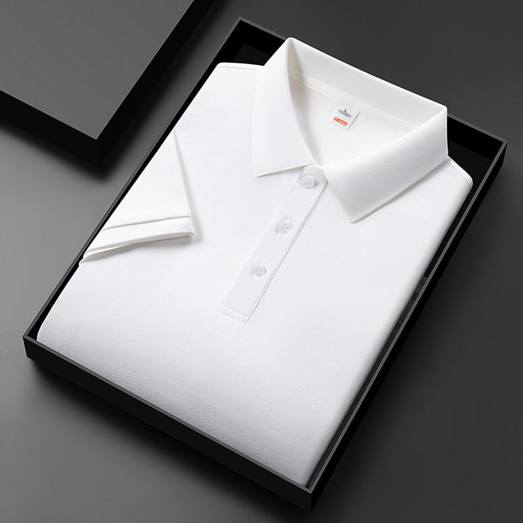Men's 2025 Summer Ice Silk Polo Shirt – High-End, Multi-Color, Cool Feel, Solid Short Sleeve Design