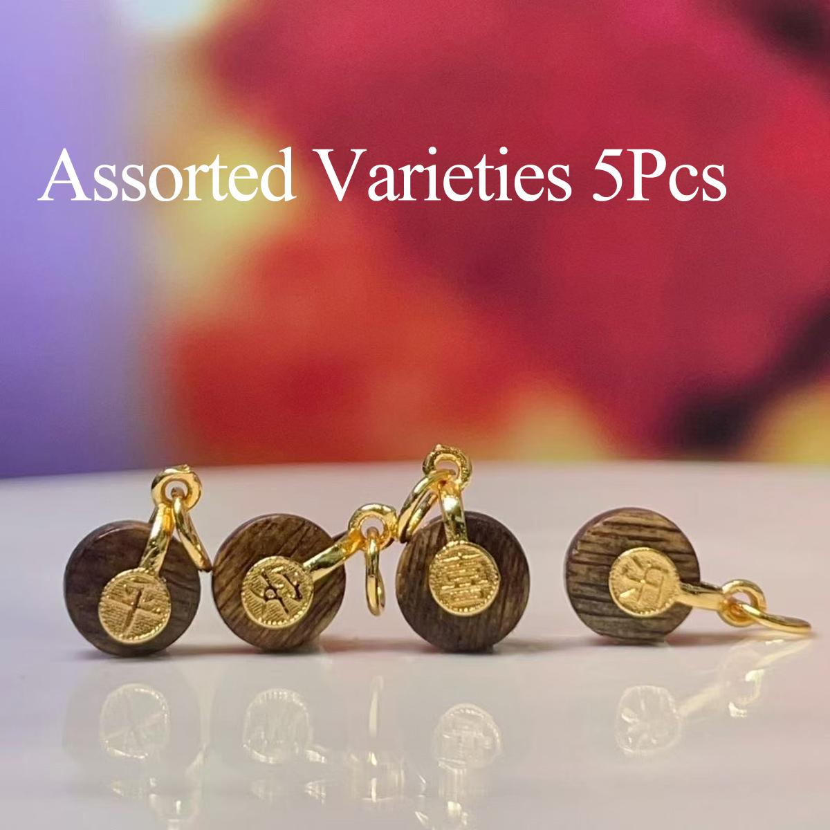 

5Pcs, Natural Stone Gemstone Pendant with Golden Accents, Stylish Minimalist Round Charms for Jewelry Making DIY, Creative Hanging Decor 7×11mm 5Pcs/7×11mm