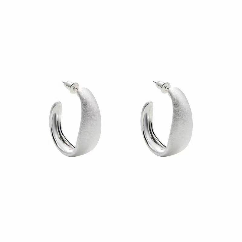 

Women s Sterling Silver Mid-Ear Hoop Stud Earrings, Circle Design with S925 Silver Needle - Elegant and Unique.