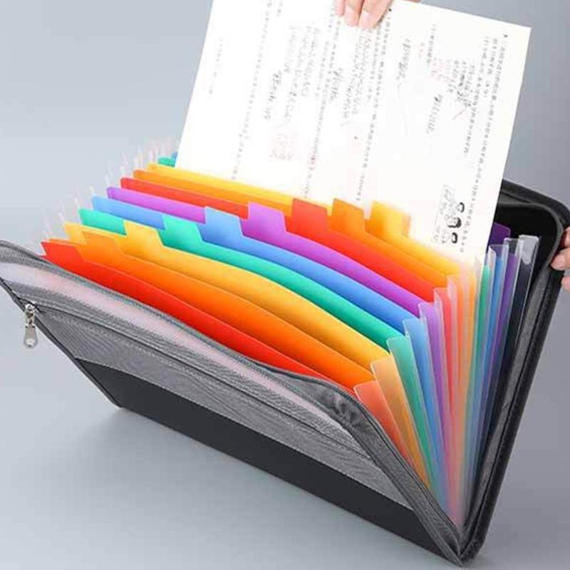 Expanding File Organiser 13 Pocket File Folder Receipts Folder Expandable Receipt Coupon Folder Zippered Document Folder