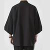 Herre Japansk Kimono Skjorter Afslappet Åben Strik Letvægts Yukata Mode Sort Cardigan 3/4 Ærme Ydertøj til Sommerferie