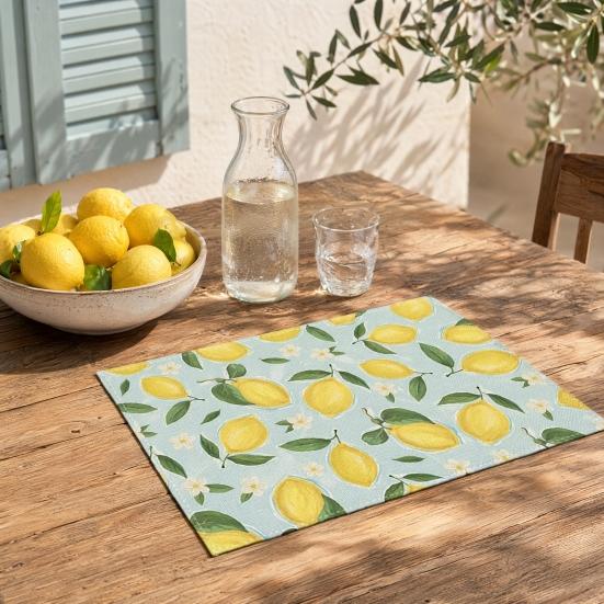 4 Pezzi Tovagliette Girasole in Lino, 18x12 Pollici Tovagliette Riutilizzabili per Tavola da Pranzo, Tappetini da Tavola Antiscivolo Isolanti dal Calore per Tavola da Pranzo di Casa, Festa Estiva