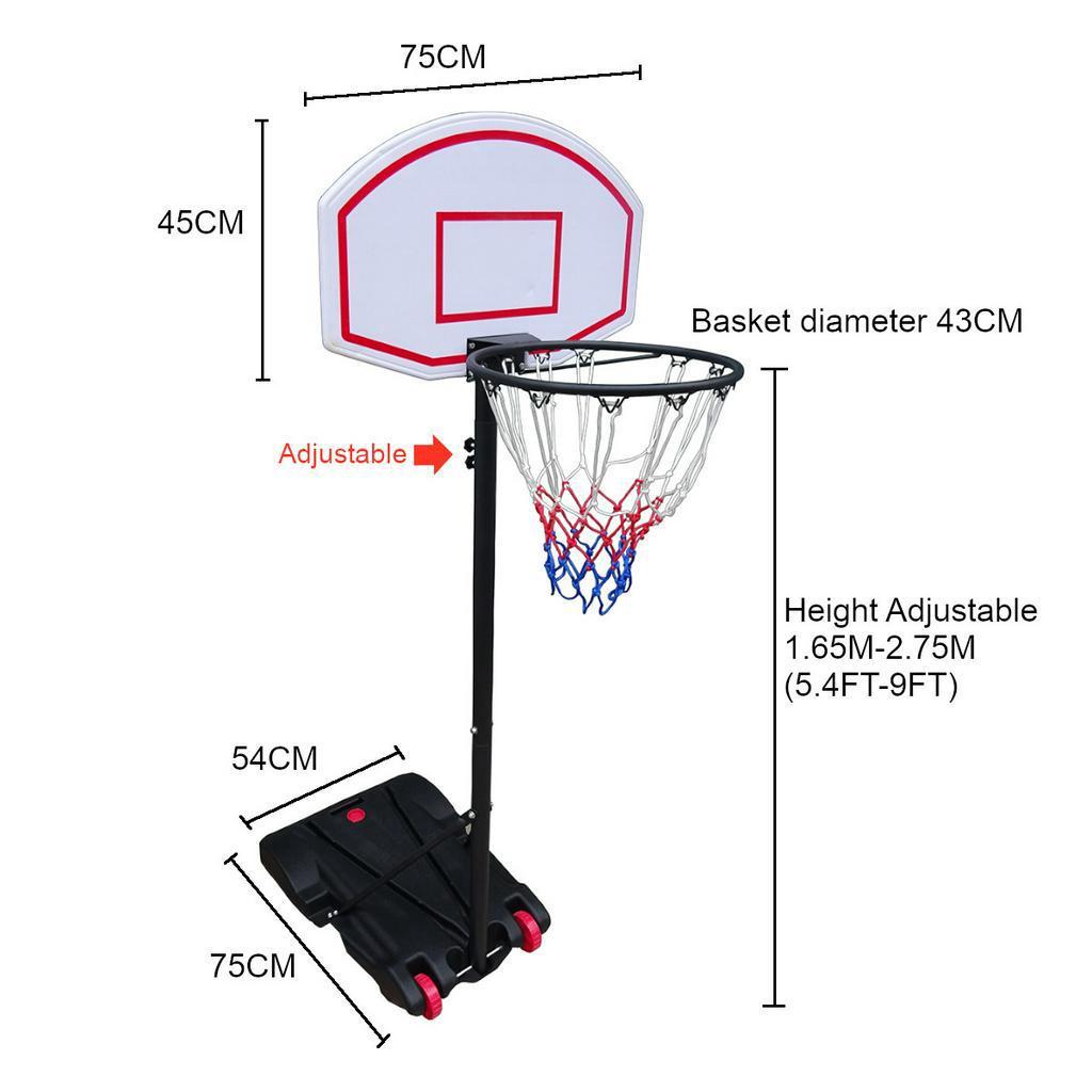 Adults Kids Indoor Mobile Basketball Stand Hoop Outdoor Sports Adjustable Shooting Rack Basket Rim Backboard Gear
