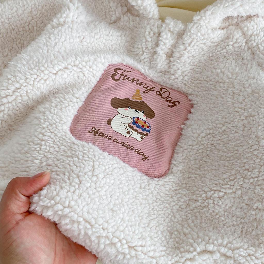 Children's 2025 Winter Hooded Fur Sweater: Cute Girls' Korean Style Thick Pullover with Patch Applique.
