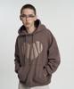 Leather Heart Applique Hoodie - Brown