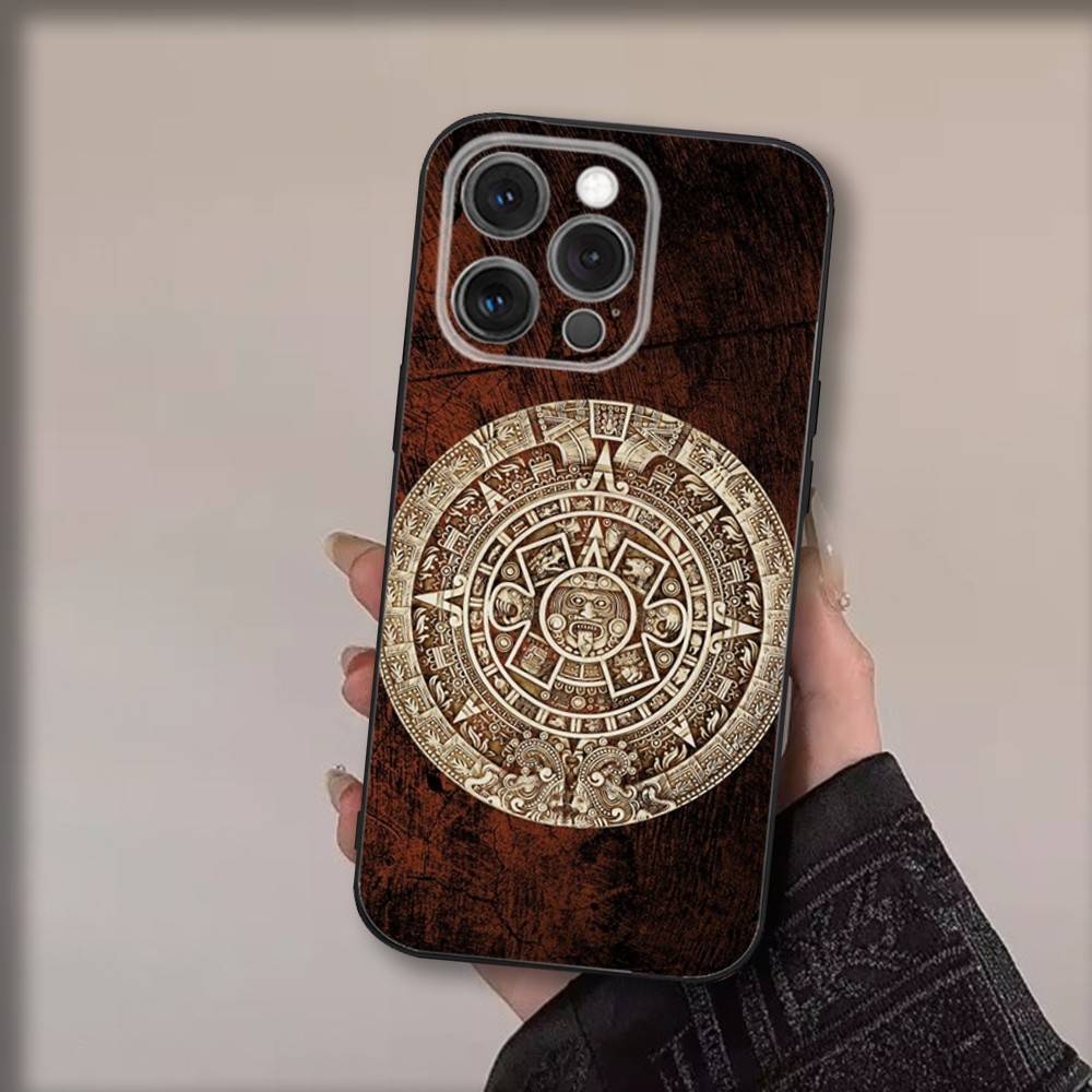Mayan Calendar Statue Phone Case For iPhone 17,16,15,14,13,12,11,Pro,Max,Plus,Air,X,XS,XR,SE,8,7,Mini,Soft Black Funda