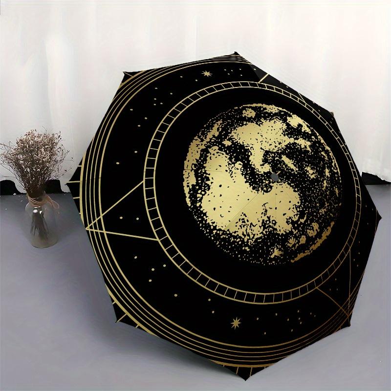 Golden Moon Phase - Celestial Night Sky Design for Journals, Laptops, or CarsUmbrella, Portable 3-Fold Umbrella for Men & Women,Christmas Gift ES117