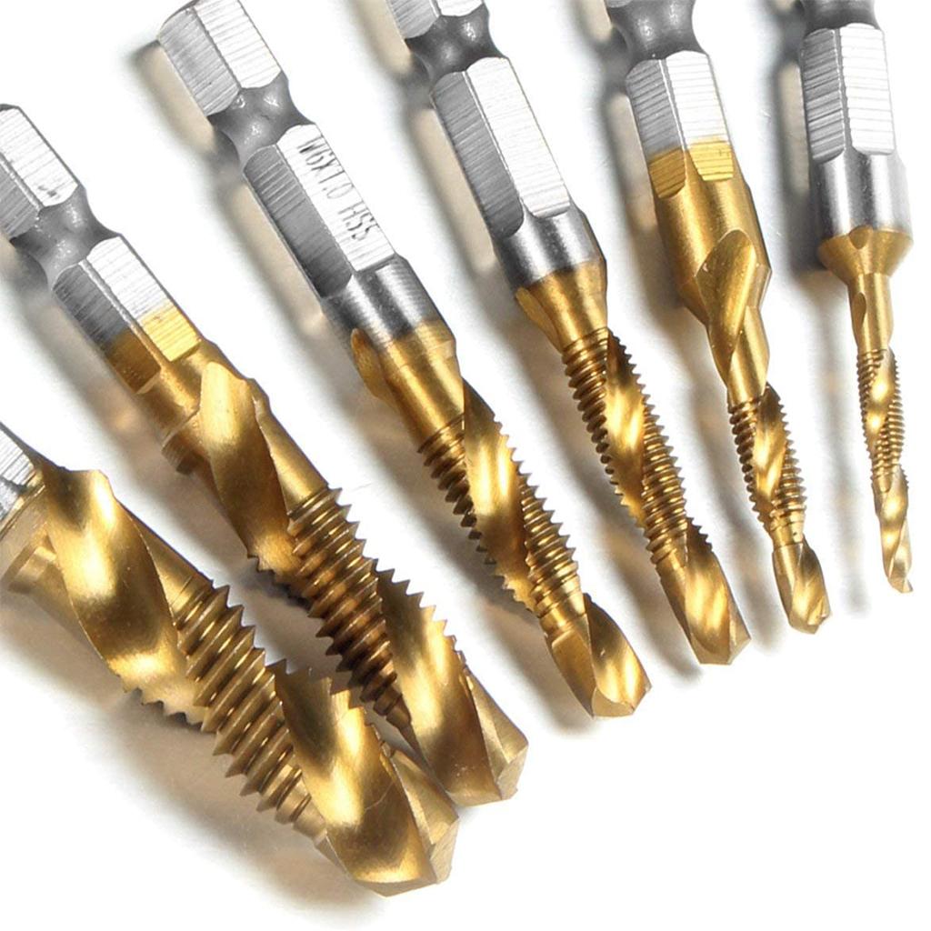 Drill Tap Combination for Titanium Coated HSS 1/4inch Hex Shank Metric Thread Dr
