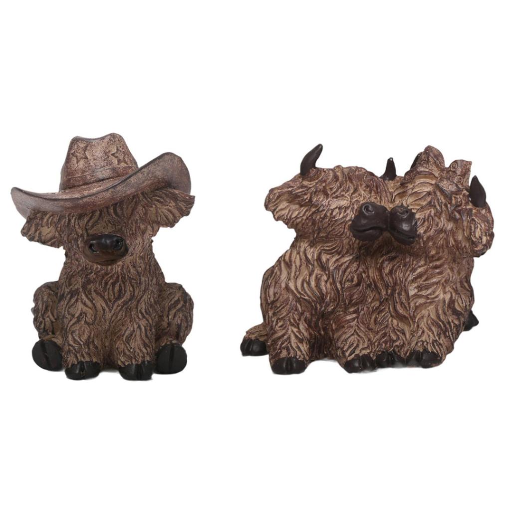 Highland Cow Statue Small Modern for Fireplace Table Centerpiece Entrance