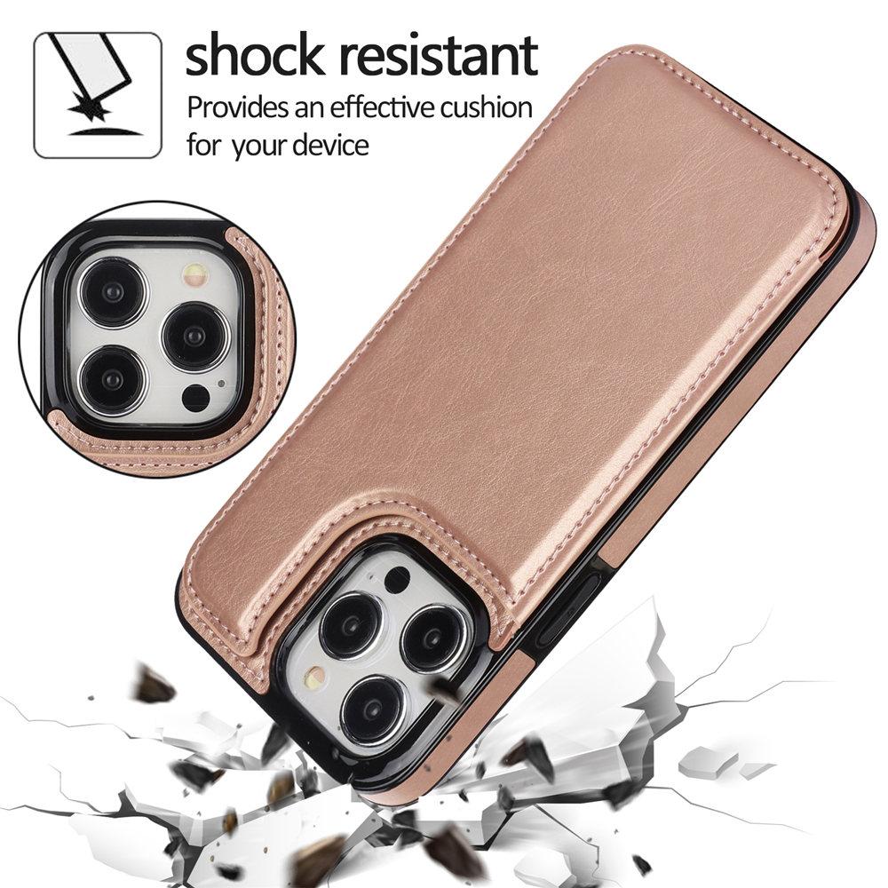 Wallet Double Button Flip Leather Case For iPhone 16e 16 15 14 13 12 11 Pro Max Card Slot Kickstand Cover