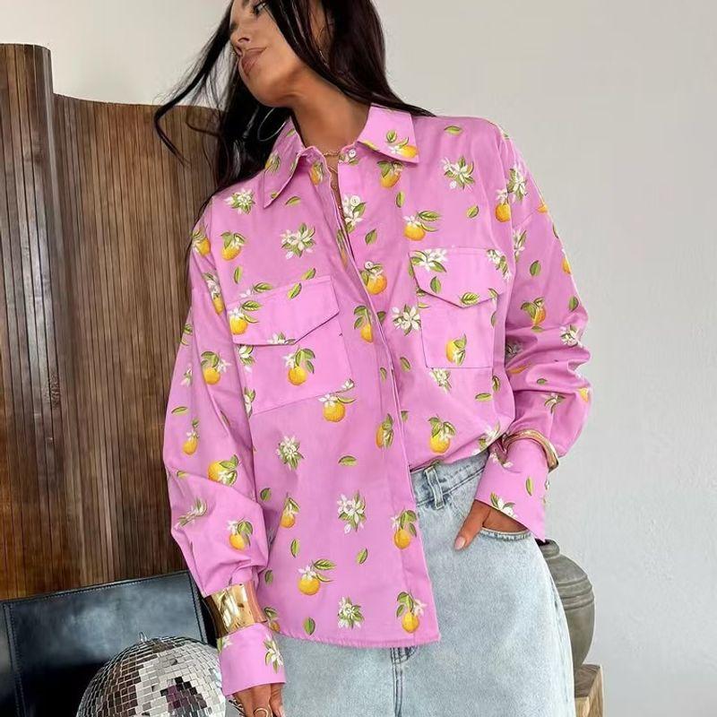 European and American New Fashion Print Long Sleeve Shirts Loose Casual Top Loose Printed Shirt Top