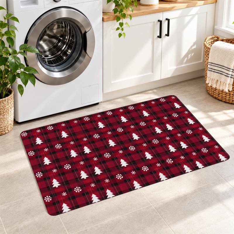 Flannel Kitchen Mat Christmas Soft Area Rug Non Slip Floor Carpet Home Decoration