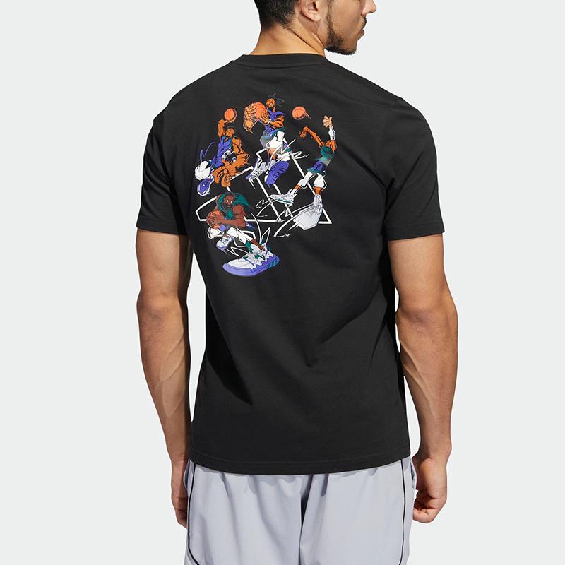 Adidas Pánské tričko s krátkým rukávem a kulatým výstřihem, s potiskem loga, jednobarevné, černé HI5546