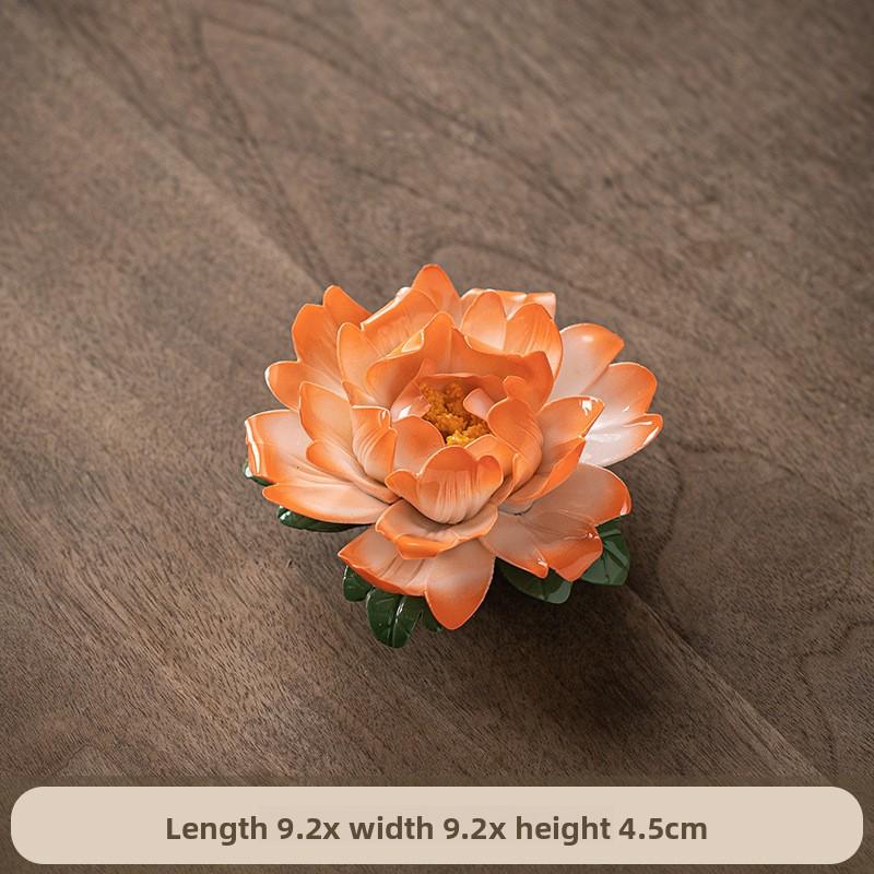 Simulated hand-squeezed peony flower porcelain flower ceramic thread incense seat incense insert tea ceremony desktop decorative