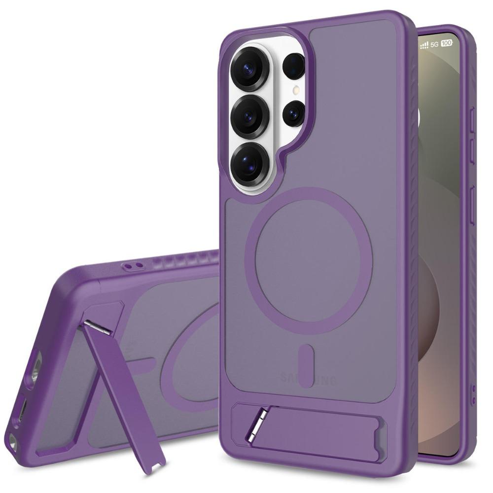 

Skin Feeling Shockproof Magnetic Case For Samsung S26 Ultra S25 S24 S23 Plus Edge FE Wireless Charging Cover with Strip Stand Galaxy S26 фіолетовий