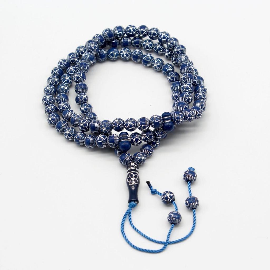 99 Glass Imitation Pearl Tassel Prayer Beads Bracelet Charms, Middle Eastern Design, 6mm Size
