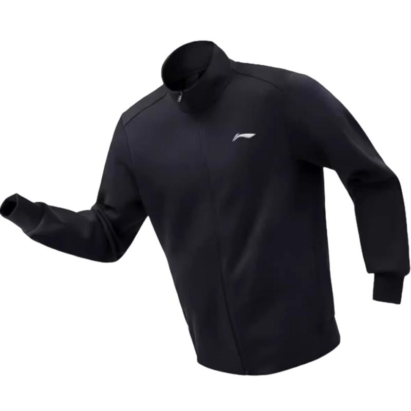 Li Ning Embroidered Logo Stand Collar Zip Up Sports Hoodie Men Hoodies Black AWDTD93-2-96