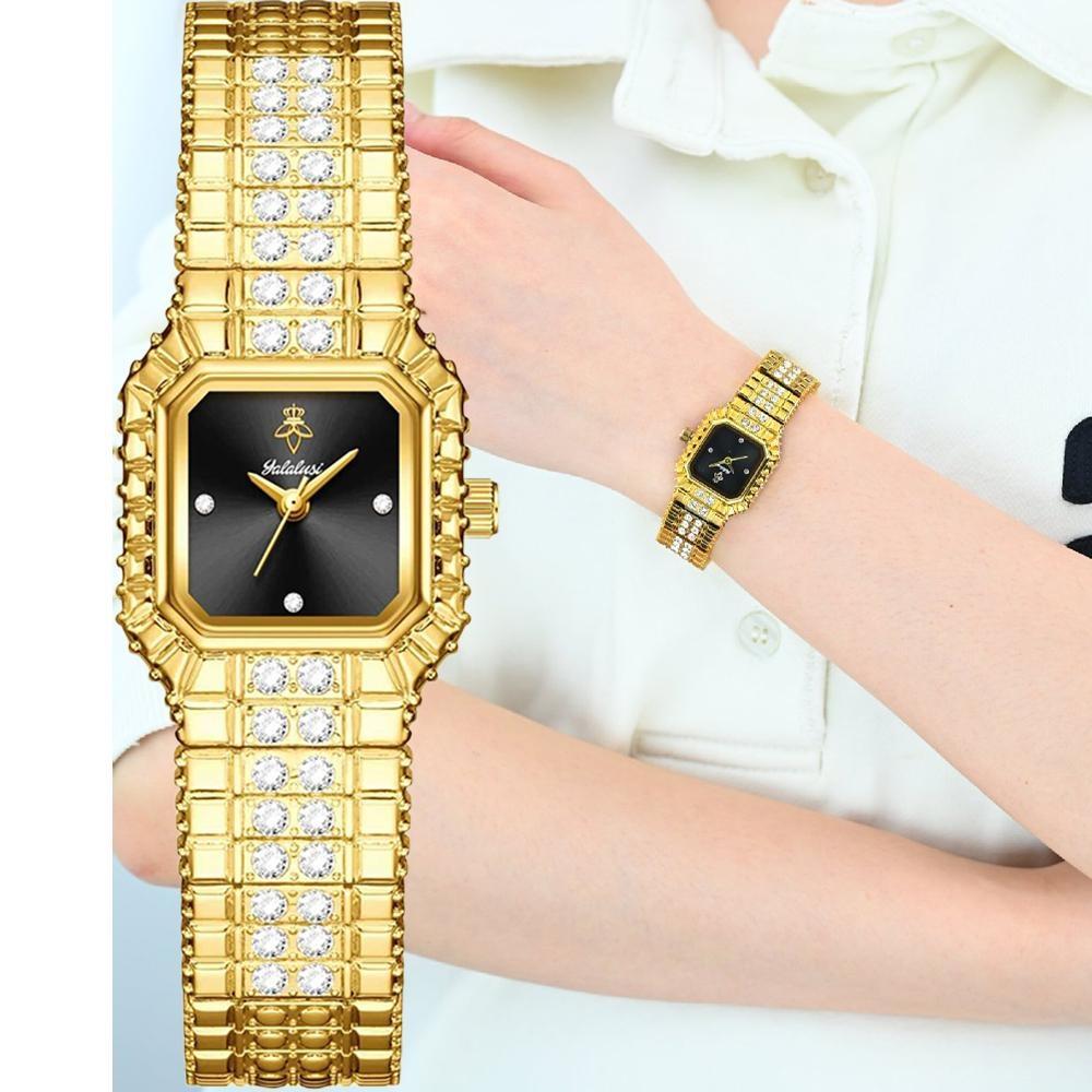 Women Dress Bracelet Watches Clock Relógio Fashion Rhinestone Square Small Dial Steel Band Ladies Watch Elegant