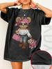 Moda Estiva 2026 Nuova T-shirt Top da Donna a Maniche Corte Stampata con Orsetto e Set Cappellino Casual, Moda Street Y2k