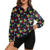 Women's Stand Collar Pullover Long Sleeve Top Christmas Print Sports Top