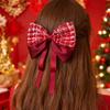 Red Plaid Bow Ribbon Hairpin Ladies Sweet Temperament Hair Clip New Year Party Princess Headdress Fashion Hair Accessories Gifts