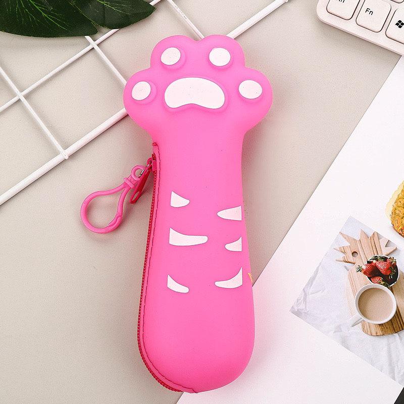 Silicone Cat Paw Pencil Case for Children Creative Girls' Cute Bag for School Students' Stationery Simple Yet Innovative Design