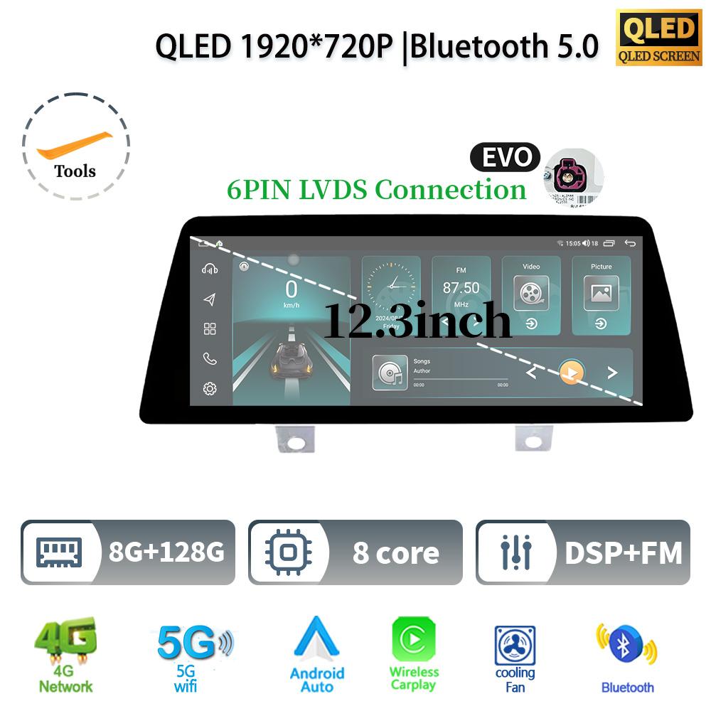 12.3" For BMW 5 Series G30 G31 G38 2018-2021 Android 14 Car Radio Multimedia 4G GPS Navigation Wireless BT CarPlay Screen Stereo