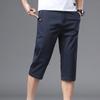 Summer Mens Cotton  Cropped Pants Fashion Casual Loose  Leg Straight Trouser Vintage Calf-Length Shorts Streetwear