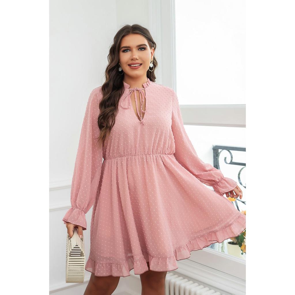 Kjole med volanger og vide lange ermer, V-hals for kvinner, blomsterprint, høy midje, sommerlig kort kjole, arbeid, ferie, festkjole, pustende lett kjole