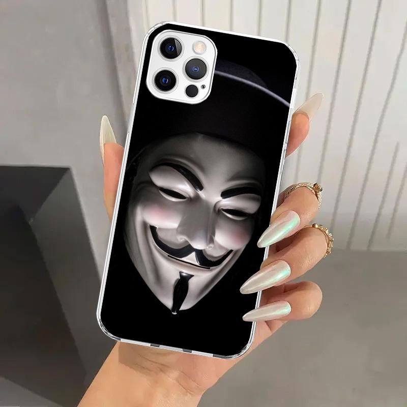 Anonymous V Mask Phone Case for Iphone 17 Air 16 15 Plus 14 13 Mini 12 11 Pro Max 16E 7 8 SE 2020 Soft Funda Print Shell 16 15 1