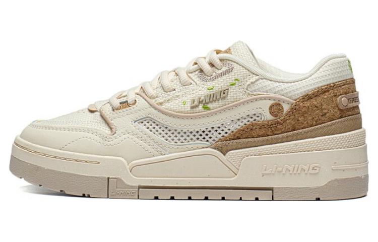 Li Ning 001 BTC Prm Синтетическая кожа Нескользящие Износостойкие Низкие Скейтбордические Кроссовки Женские Матовые Экрю AGCT068-1 36