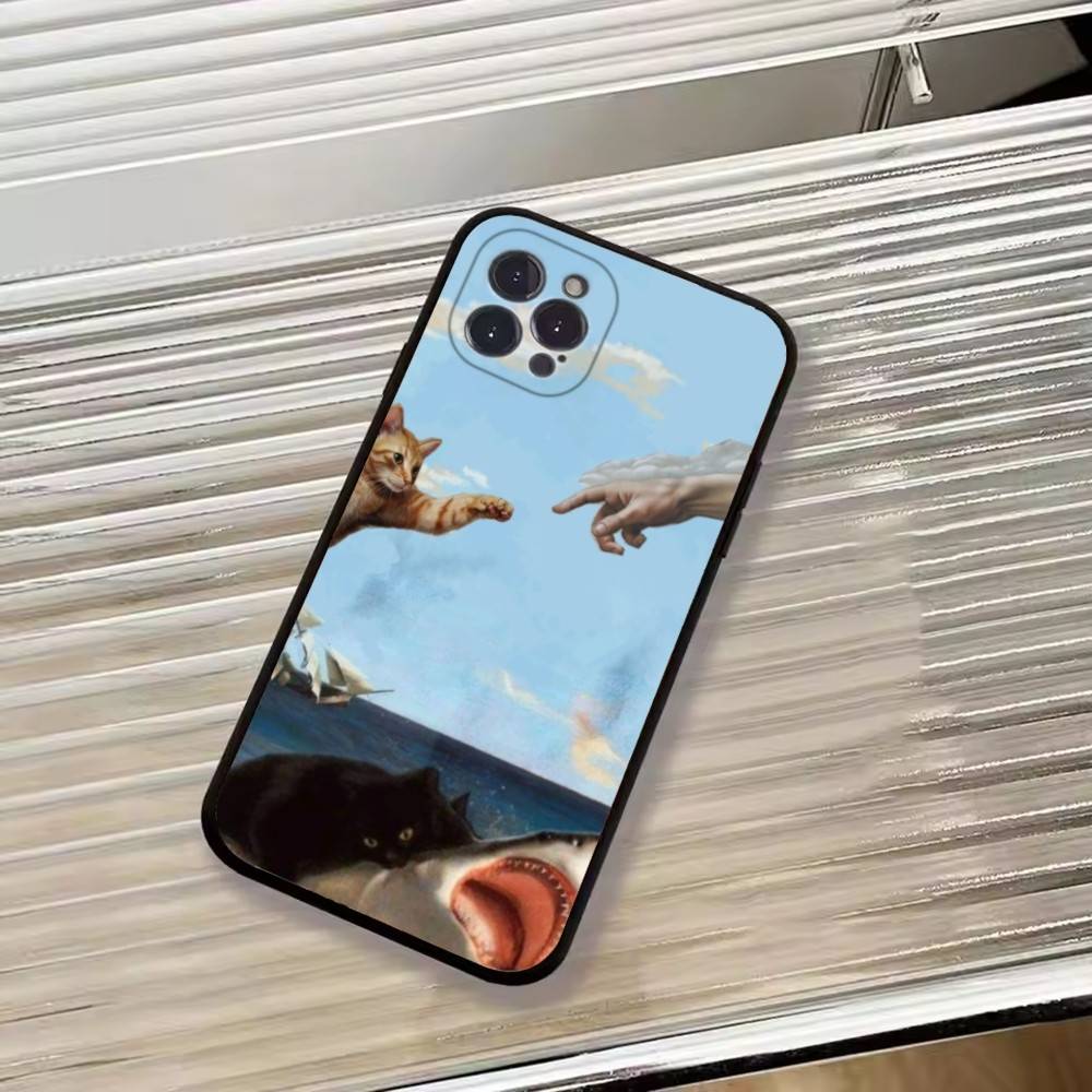 Cute Pet Cat Memes Phone Case For iPhone 17,16,15,14,13,12,11 Plus,Pro Max,XS,Soft Silicone Black Cover