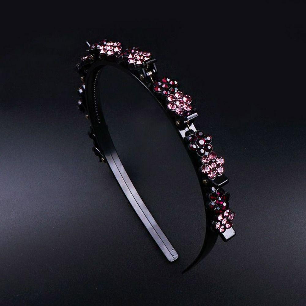 Elegant Rhinestone Bangs Clip Headband Sweet Shiny Flower Hair Hoop Banquet