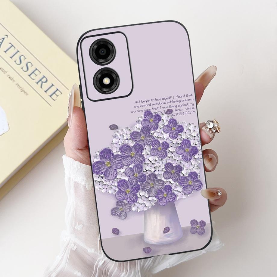 For Motorola Moto E13 4G Phone Case Moto E14 5G Back Cover Soft Matte Silicone Slim Fundas Lovely Panda Rabbit Flower Cartoon