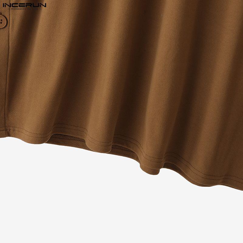 INCERUN Herbst Winter Herren Rollkragen Langarm Hohe Schlitze Lässige Lange Pullover Tops