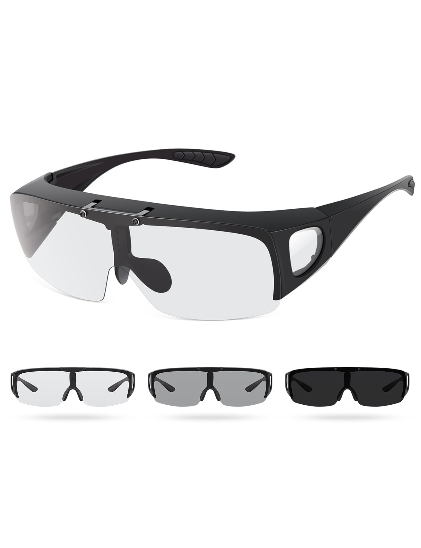 

Photochromic Polarized Large Perfect for and Everyday UV400 Photochromic Integrated Luxury Set Br Guras Sunglasses, Frame, Overglasses, One-Hand чёрный