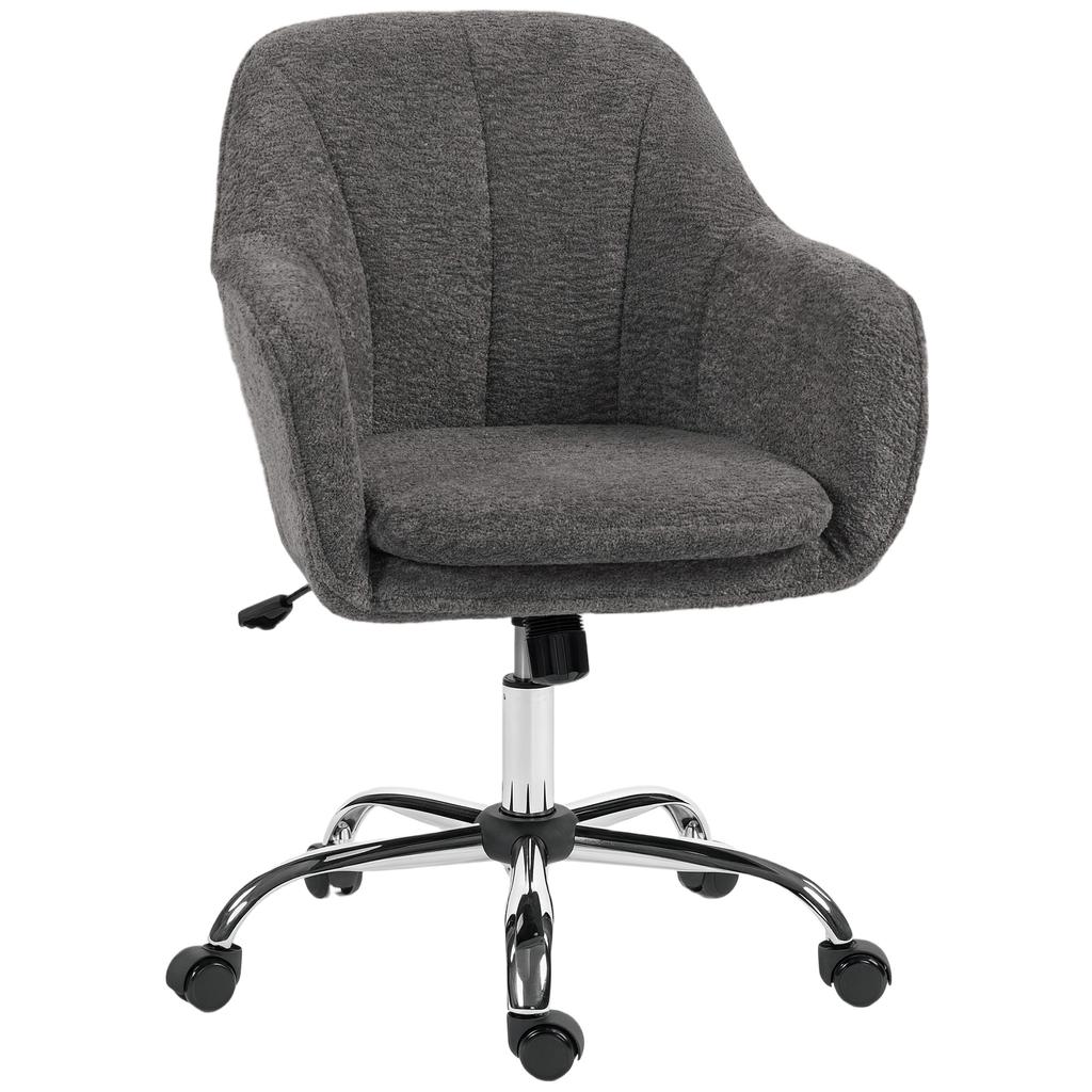 Home Office Desk Chair with Rocking and Swivel Function, Computer Chair with Wheels for Adults, Gray