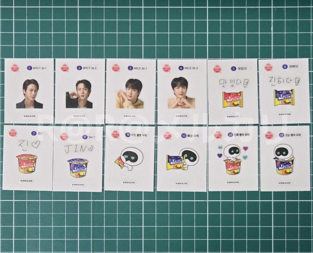 [USED] All Types of Jin Ramen Random Stickers BTS Jin JIN Complete