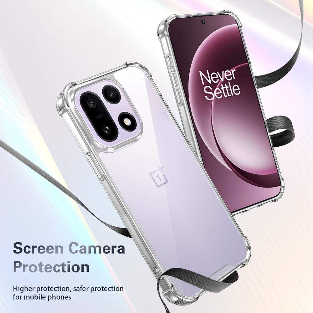 KEYSION Four-Corners Shockproof Transparent Case for OnePlus 15 5G Soft TPU+PC Clear Phone Back Cover for OnePlus 1+ 15