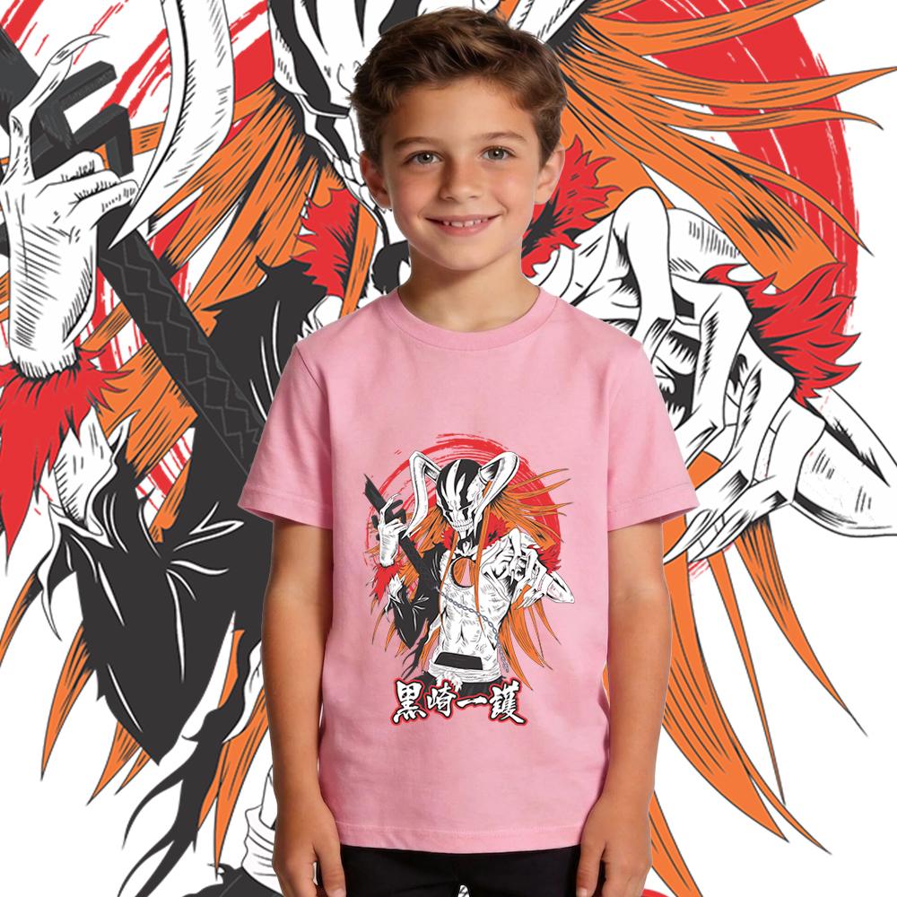 Boys Girls Bleach Hollow Anime Print Cotton T Shirt Kids Casual Short Sleeve Summer Top Soft Breathable