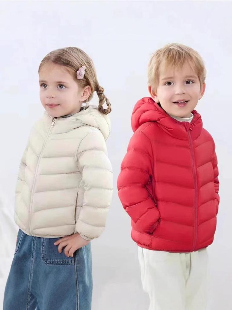 2025 Kids' Lightweight Hooded Down Jacket - White Duck Down for Boys & Girls