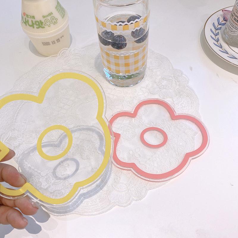 Klarer Acryl-Untersetzer, rutschfeste Tassenunterlage, unregelmäßige Blumenform, wärmeisolierte Unterlage, Tischset, Café-Dekor, Küchenbechermatten