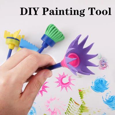 4 szt. Gąbkowe pędzle do stemplowania dla dzieci DIY Malowanie Doodle Art Rzemiosło z odcisków palców Zmywalne artykuły plastyczne dla maluchów Narzędzia do rysowania i kolorowania dla dzieci