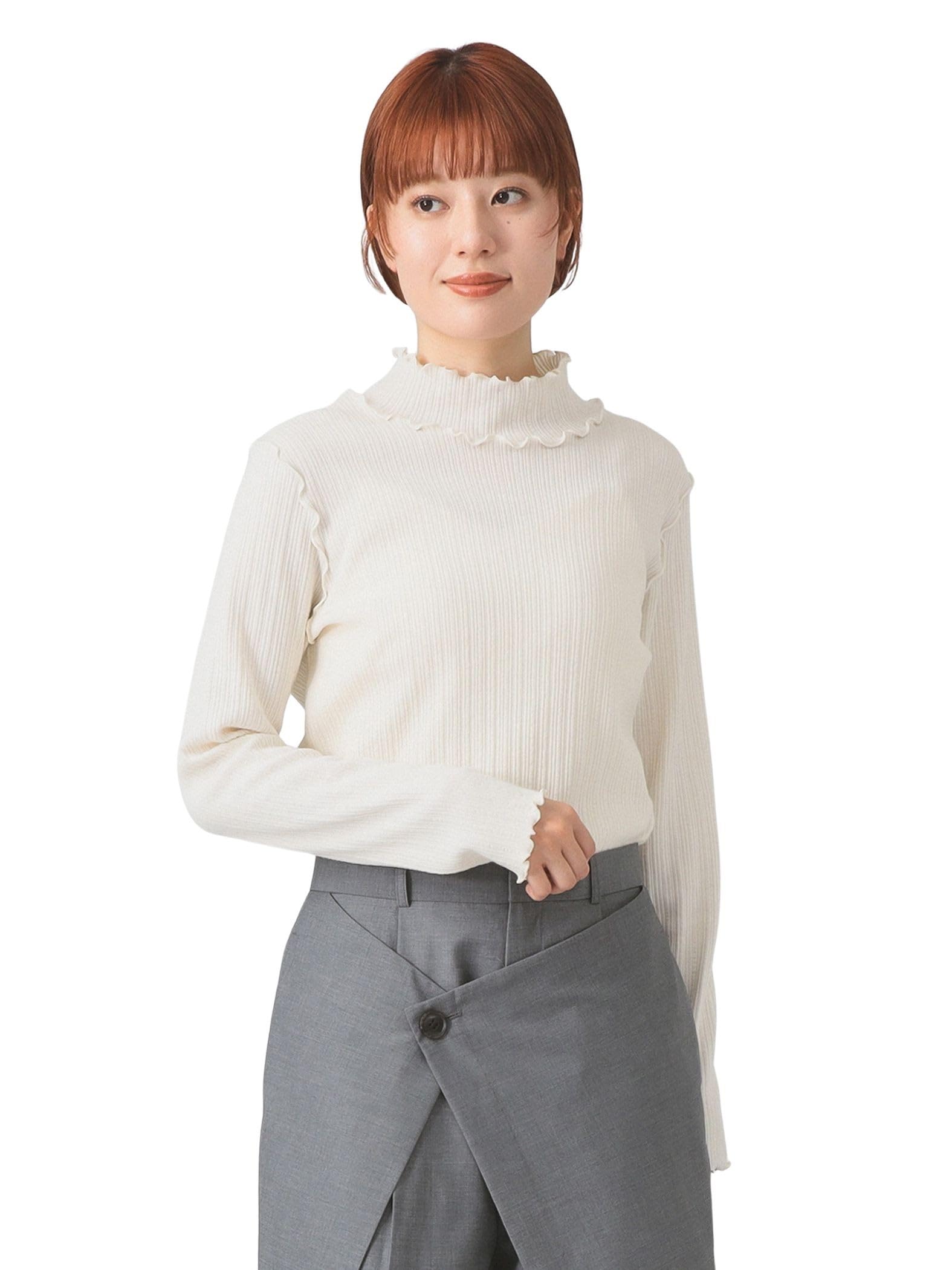 

Ray Beams Women s Random Rib Mellow High Neck T-Shirt, OFF_WHT FREE