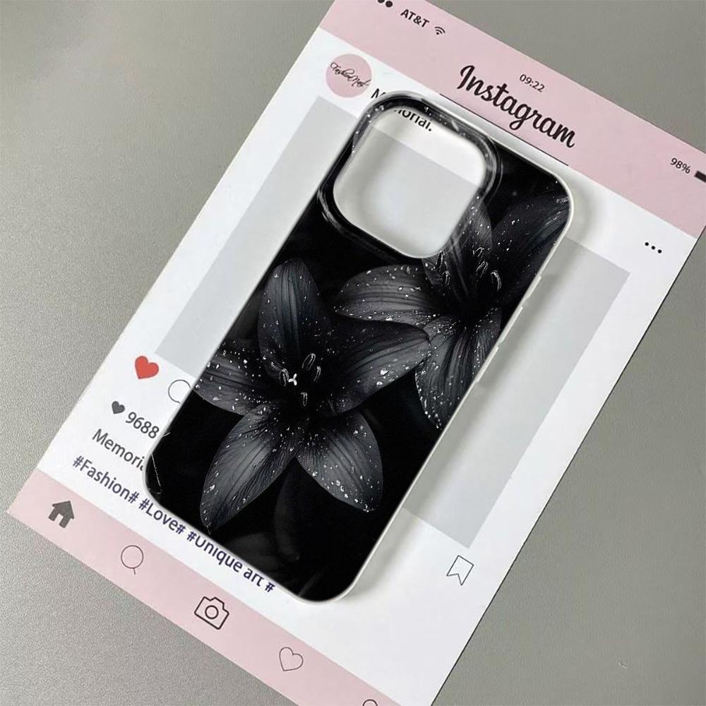 Dark Lily Flower Pattern Phone Case For IPhone 11 13 15 Pro 14 16 Plus 12 Pro Max 17Air Case Silicone Soft Clear Cover Shell